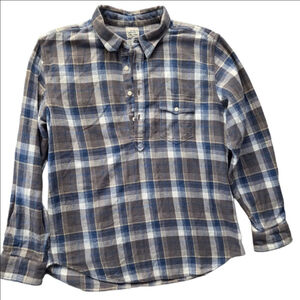 Women's Lucky Brand Plaid Button Down Shirt L Blue Gray